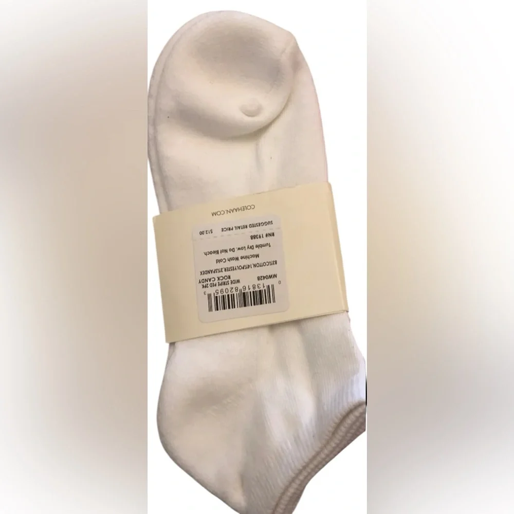 Cole Haan Socks In Wide Stripe Ped Rock Candy And White 2 Packs - Picture 2 of 4